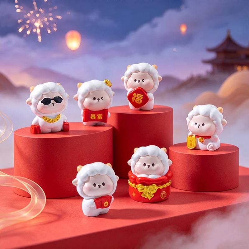 Cute 2027 Year Of The Sheep Resin Figurines With Lucky Design Perfect For Chinese New Year Home Desktop Decor Gifts