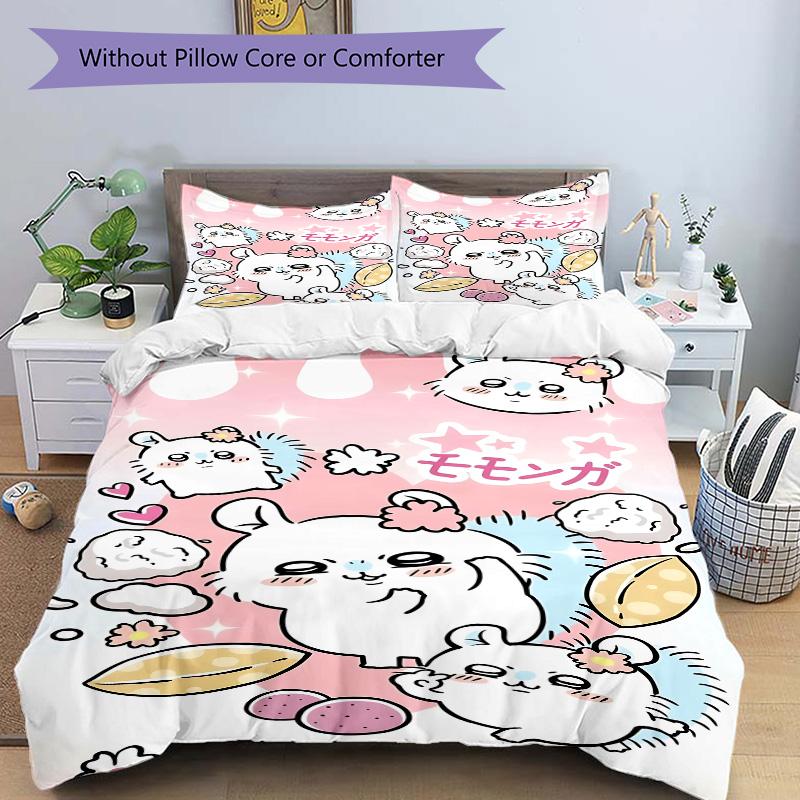 Cute Bunny Friends Print 3Pcs Bedding Setduvet Cover With 2 Bedropillowcase Home Birthday Gift
