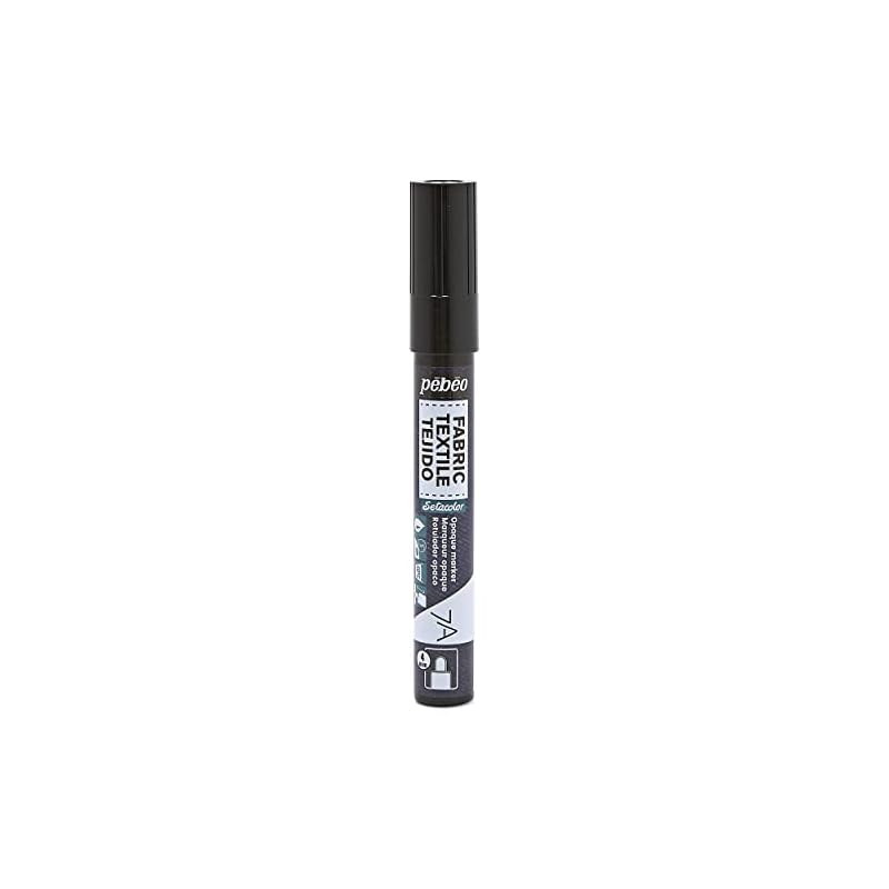 Pebeo Seta Marker Fabric Paint Marker, Opaque Color (suitable for dark fabrics), 4mm, Regular Color: Black 414