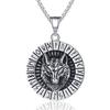 Vintage Stainless Steel Viking Rune Wolf Head Pendant Necklace - Trendy Men's Hip-Hop Accessory