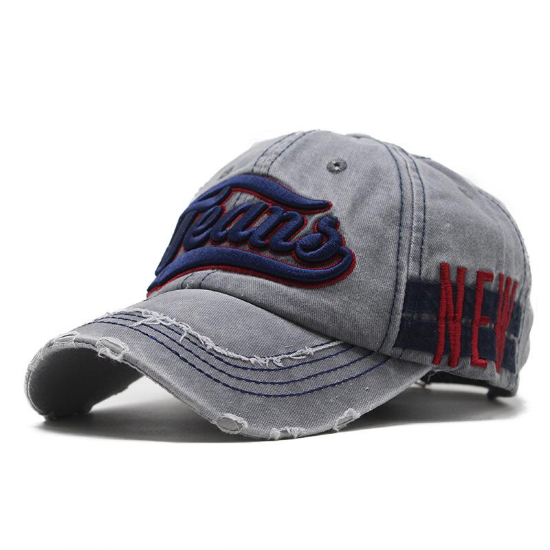 Hand Washed Retro Cotton Hat Men And Women Letter Embroidered Baseball Cap Outdoor Casual Trendy Cap size 56-60cm