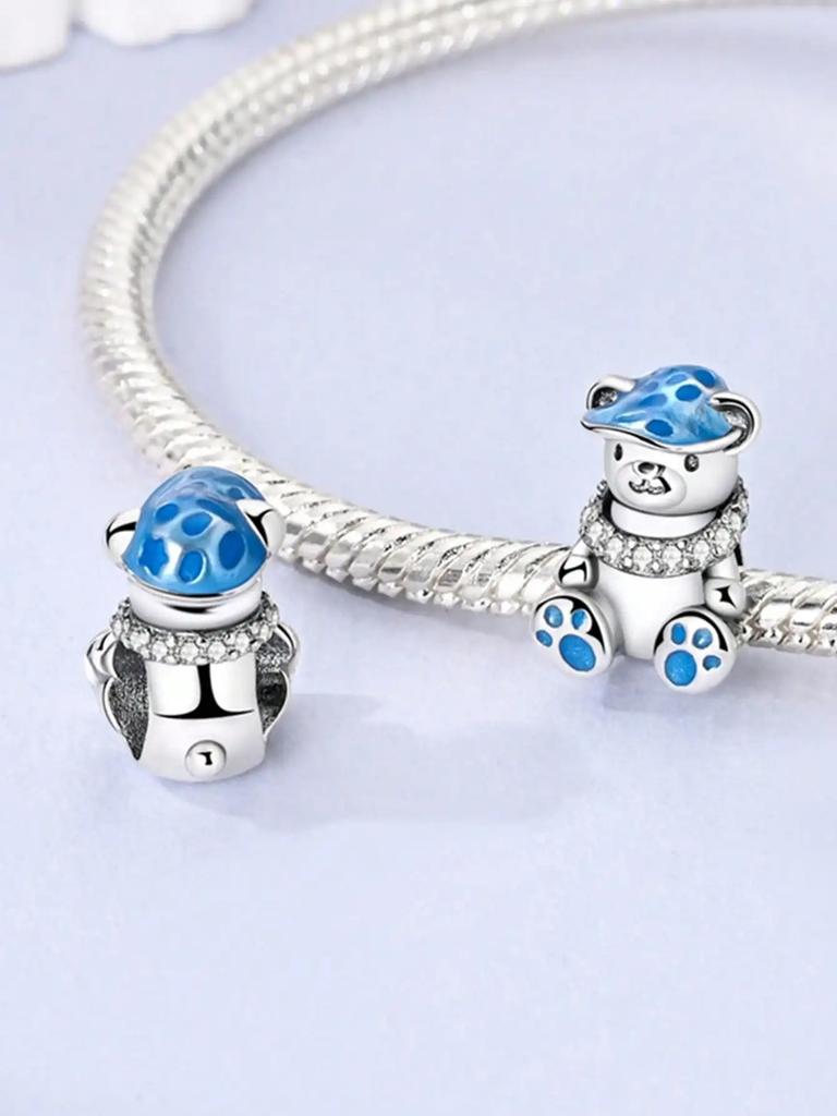 Copper Plated Original Charms Hip Hop Bear Butterfly Rose Beads Fit Bracelet Women'S Jewelry Gift