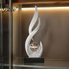 Elegant Craftsmanship Statue Abstract Decorative Sculpture with Clear Crystal Ball, Modern Flowing Curve Tabletop Decor Ball Table Centerpiece