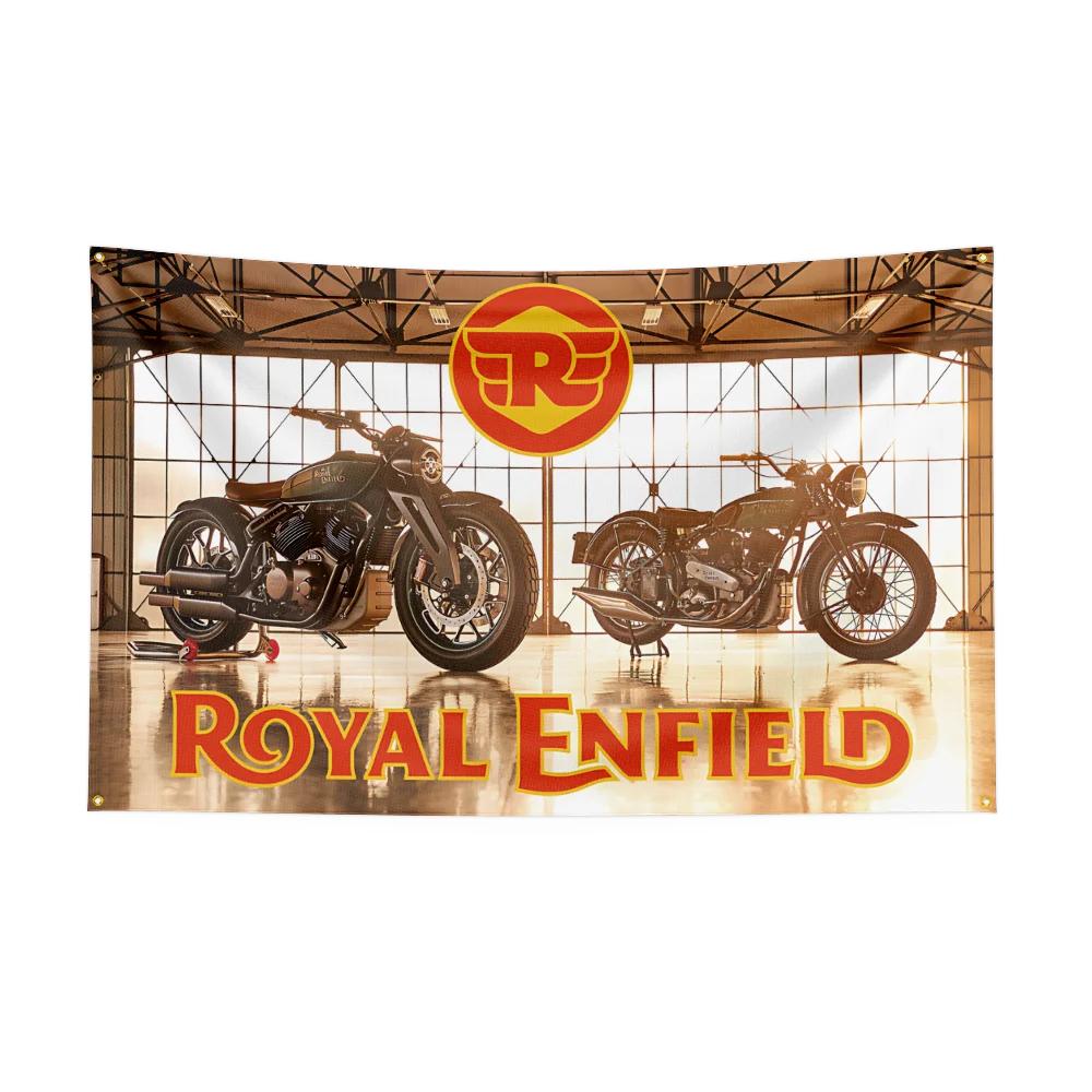 3x5 Ft RRoyal enfields Motorfiets Vlag Polyester Digitale Print Banner voor Garage Muurkunst Buiten Decoratie