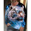 2024 New Tiger Print Pullover Autumn Winter Men's Casual Long Sleeve Round Neck Sweatshirt Streetwear Harajuku Men's Wear