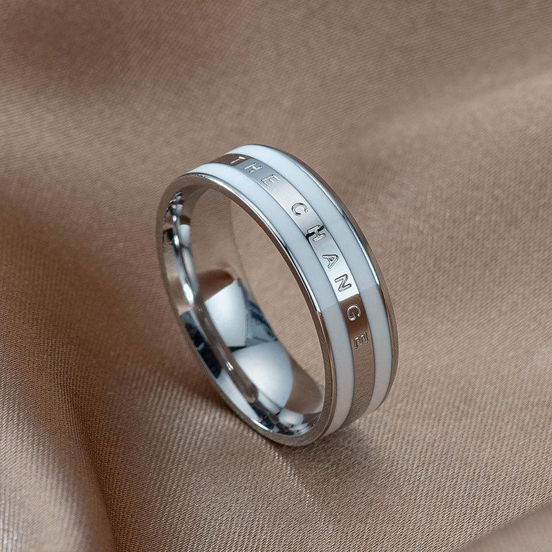 

Кольцо для пары из 18-каратного розового золота, керамики и титановой стали US Size 8