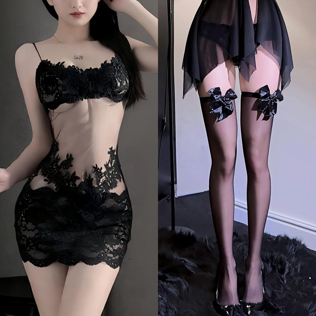 Sex underwear lace transparent sexy nightdress royal sister feeling mesh suspender pajamas women's pure desire wind embroidery summer
