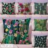 Cactus Pattern Cushion Cover Natural Linen Pillow Cover DoubleSided Print Cushion Cover for Sofa Home Decor