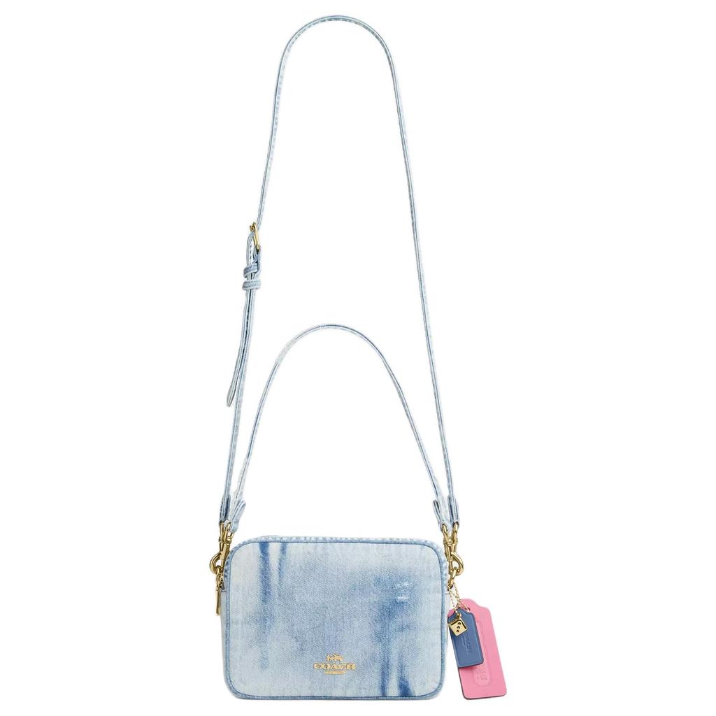 Coach Carey 15 Gold Letter Floating Logo Denim Mini Shoulder Crossbody Bag Women Bags Light-Indigo CEK67-IMNIM