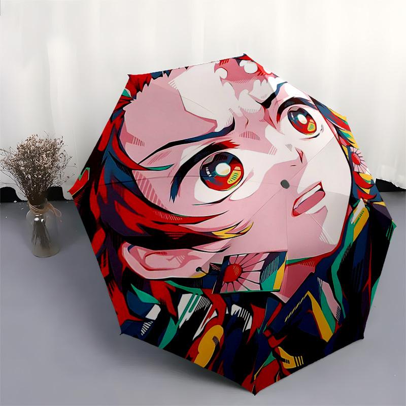 1pc Anime Character Outdoor Umbrella - Automatic Opening/Closing, Portable 3-Fold Design, 8-Bone Iron Frame, Perfect Gift for Fans, Travelers, Da