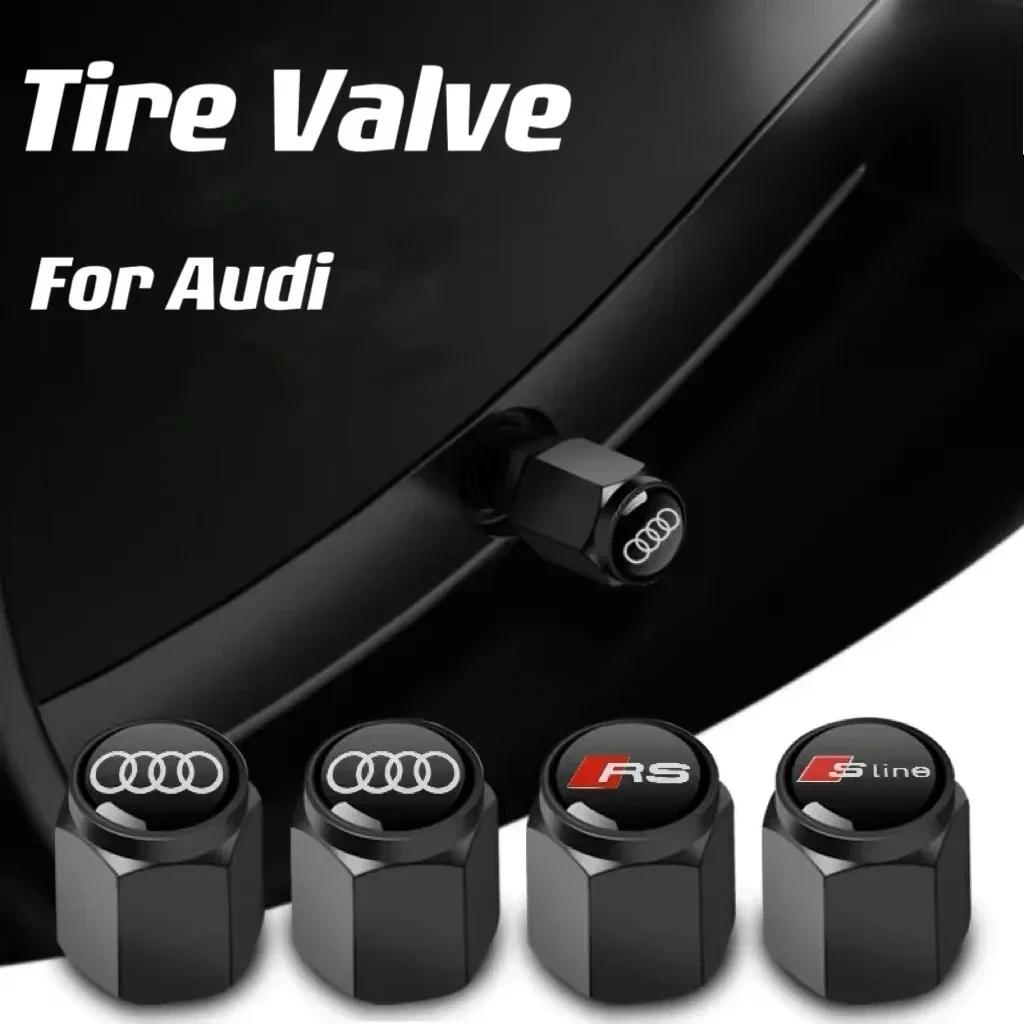 4Pcs automobile tire aluminum alloy valve cover a2 A3A4B6B8B7A8 Sline S3 S4 S6 Q3 Q5 Q7 Q8 TT tire valve cover decoration