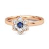 Blauwe Saffier Bloemenring - 925 Sterling Zilver Roségoud Vermeil