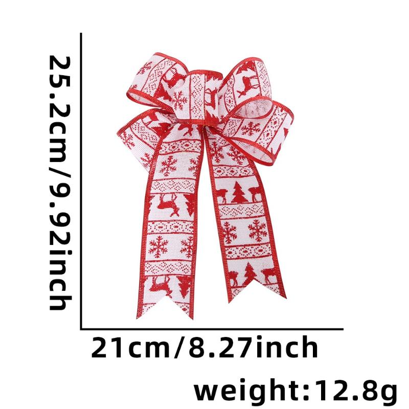 Red Christmas Ribbon Bows Hanging Decorations Bowknot Gift Christmas Tree Ornaments Xmas Party Decor New Year