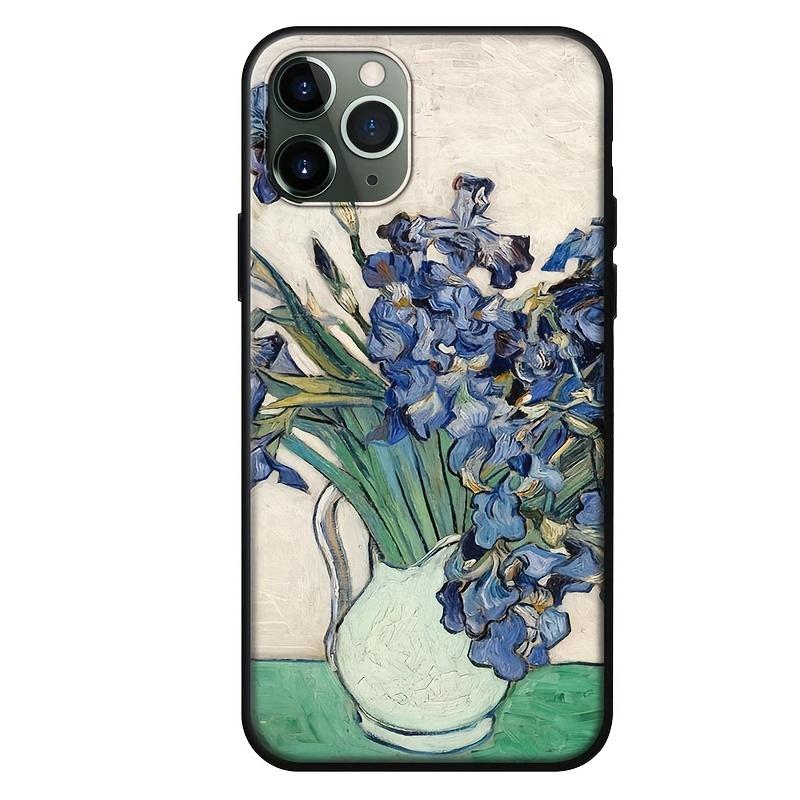 1pc IPhone 14 Oil Painting Phone Case – Starry Sky & Sunflower Design, Nordic Landscape Artistic Temperament, TPU Painted Apple Case