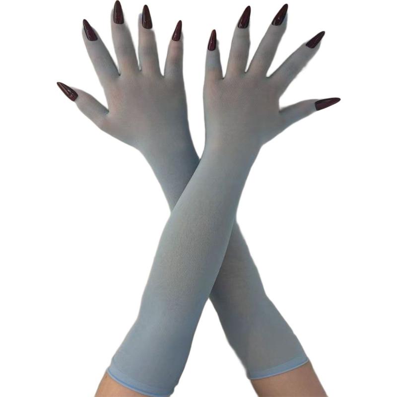 1 Paar Naadloze Mesh Nagelvingerhandschoenen Leuke Handschoenen Cosplay Halloween Nachtclub Dans Bruiloft Feest Accessoires Nagelhandschoenen