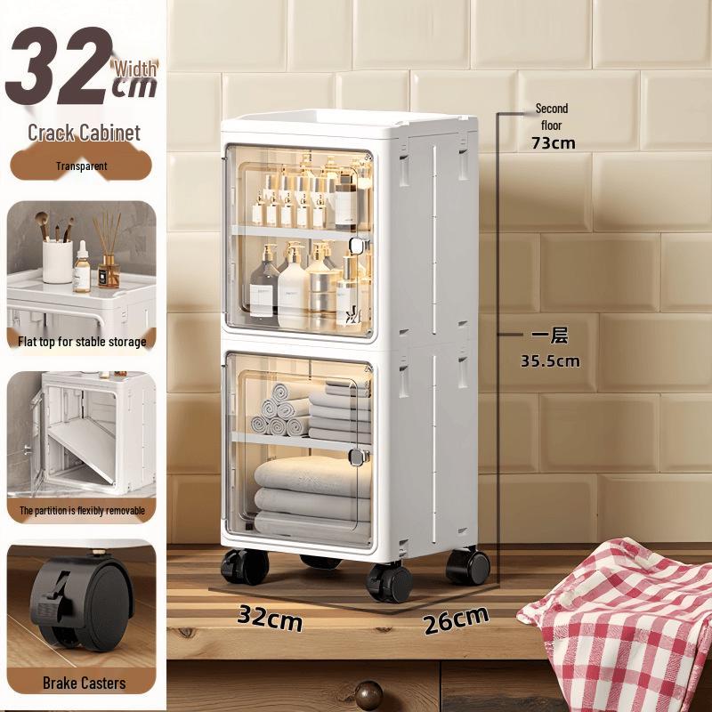 Large Capacity Floor-Standing Dustproof Gap Storage Cabinet for Bathroom