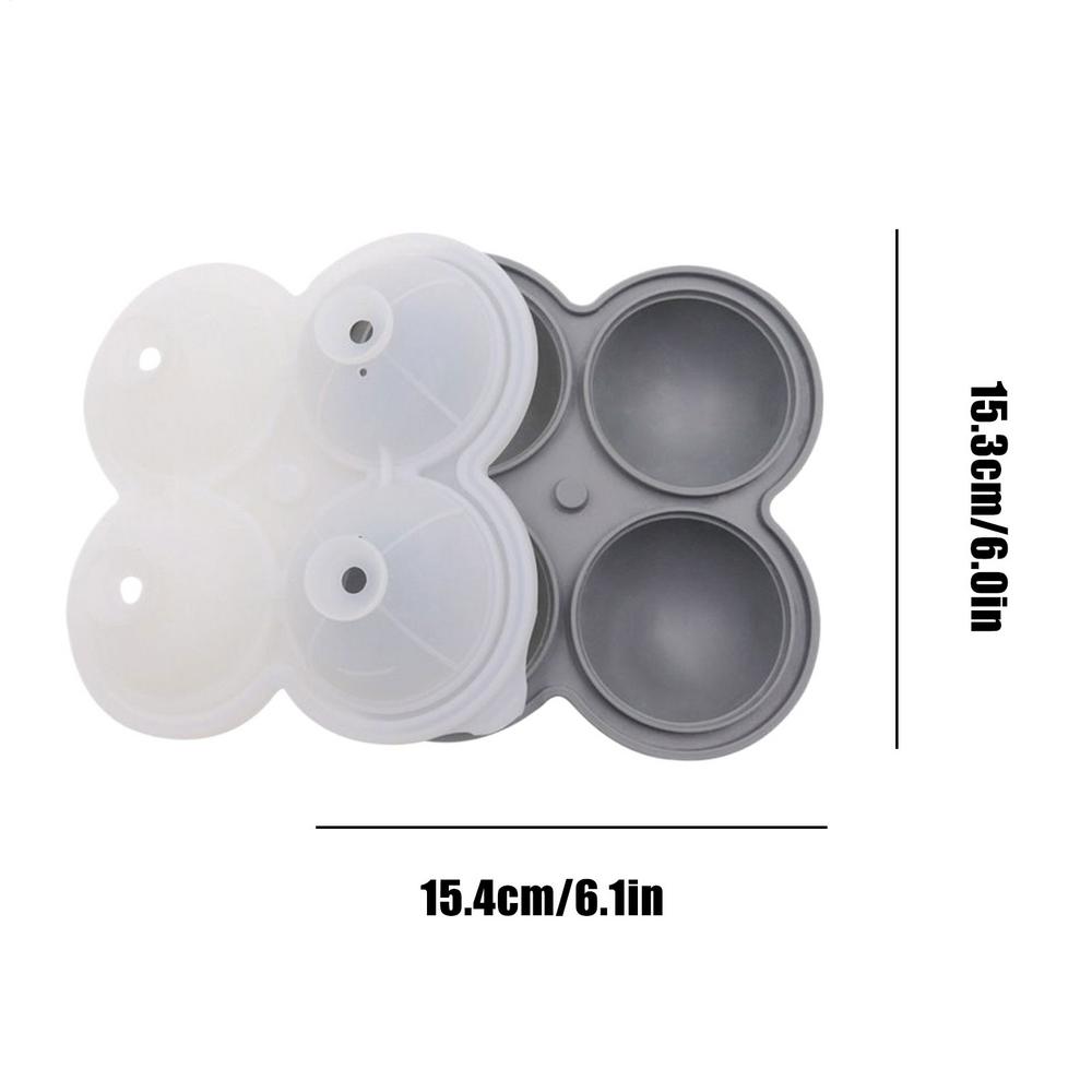 Ice Ball Mold Ice Maker 4 Cavity Silicone Kitchen Sphere Ball Mold Easy Release For Whisky Cocktails Coffee Water