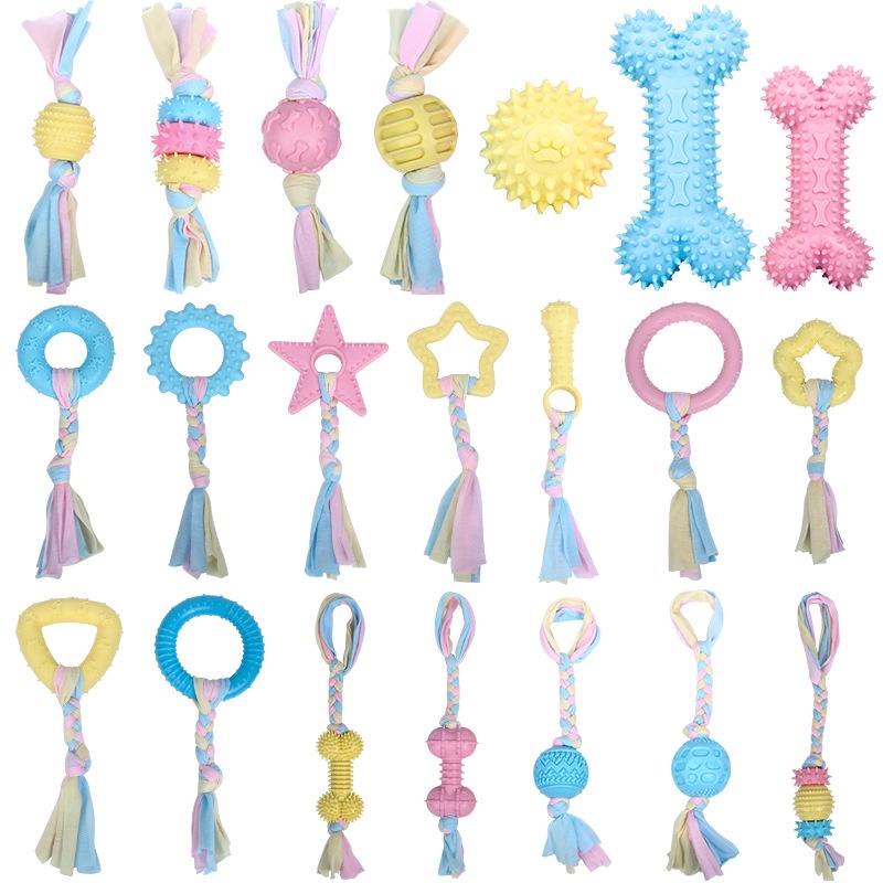 Eco-Friendly Indestructible Pet Dog Toys - Bite-Resistant Cotton Rope Fabric Molar Strips