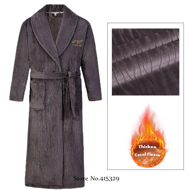 

Коралловый бархатный халат для душа, кимоно, халат, зимняя новая мужская домашняя одежда, свободная утепленная пижама 4XL