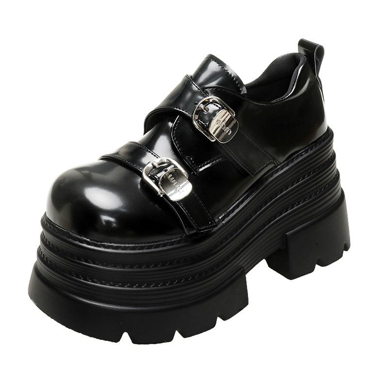 

10Cm platform loafers women s 2025 new winter small man height increase muffin women s shoes lightweight small leather shoes JK women 34