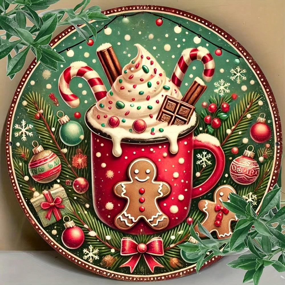 Aluminum Foil Christmas Art Sign, Vintage Holiday Tin Plate, Cafe Bar Wall Decor, Festive Home Ornament, Exquisite Engraved Craft