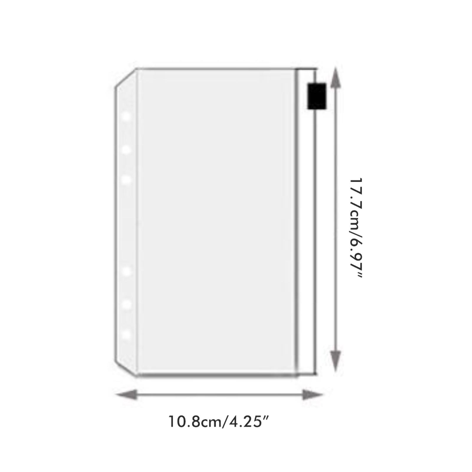 12Pcs A6 Binder Pockets Transparent PVC 6 Hole Binder Pockets Zip Folder Plastic Money Budget Envelopes