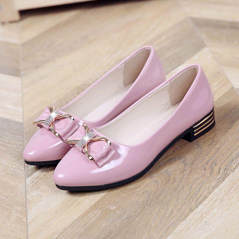 

Мягкая подошва с острым носком на плоской подошве, одинарные туфли для женщин, туфли-бобы с неглубоким носком 40 розовый