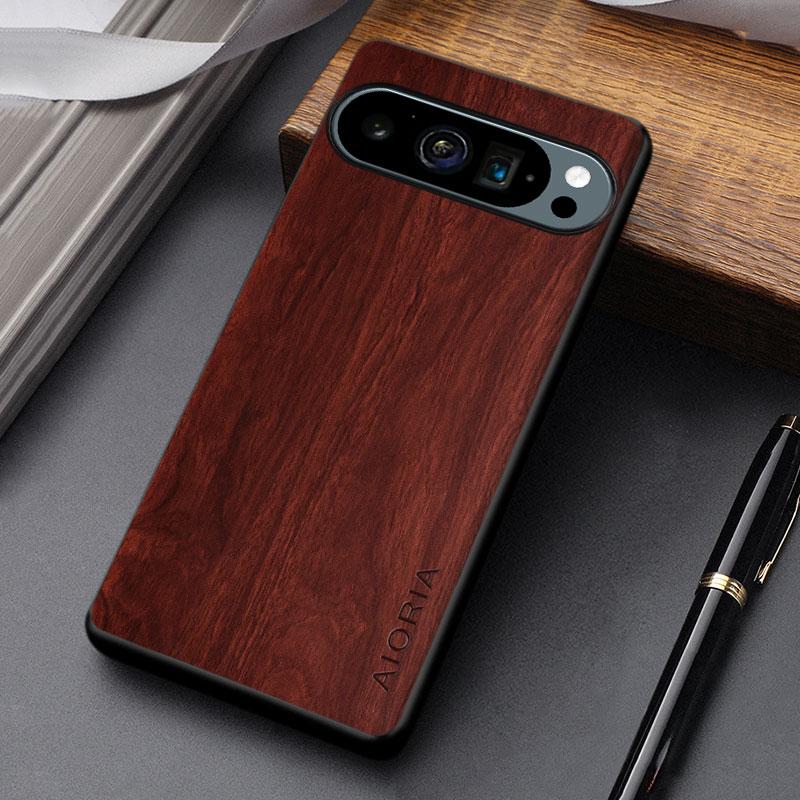 Hülle für Google Pixel 9 10 Pro XL 10A 9A Coque Strapazierfähige Holzmaserung Lederabdeckung für Google 10a Hülle Funda
