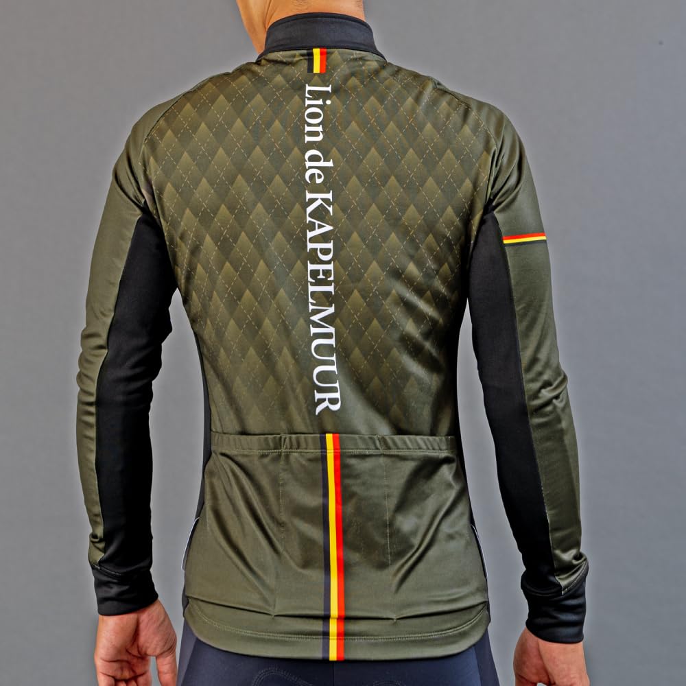 Lion de Capelmuur Racing Thermo Cycling Jacket, Fall/Winter, Fleece-Lined, Argyle Olive, Size XS