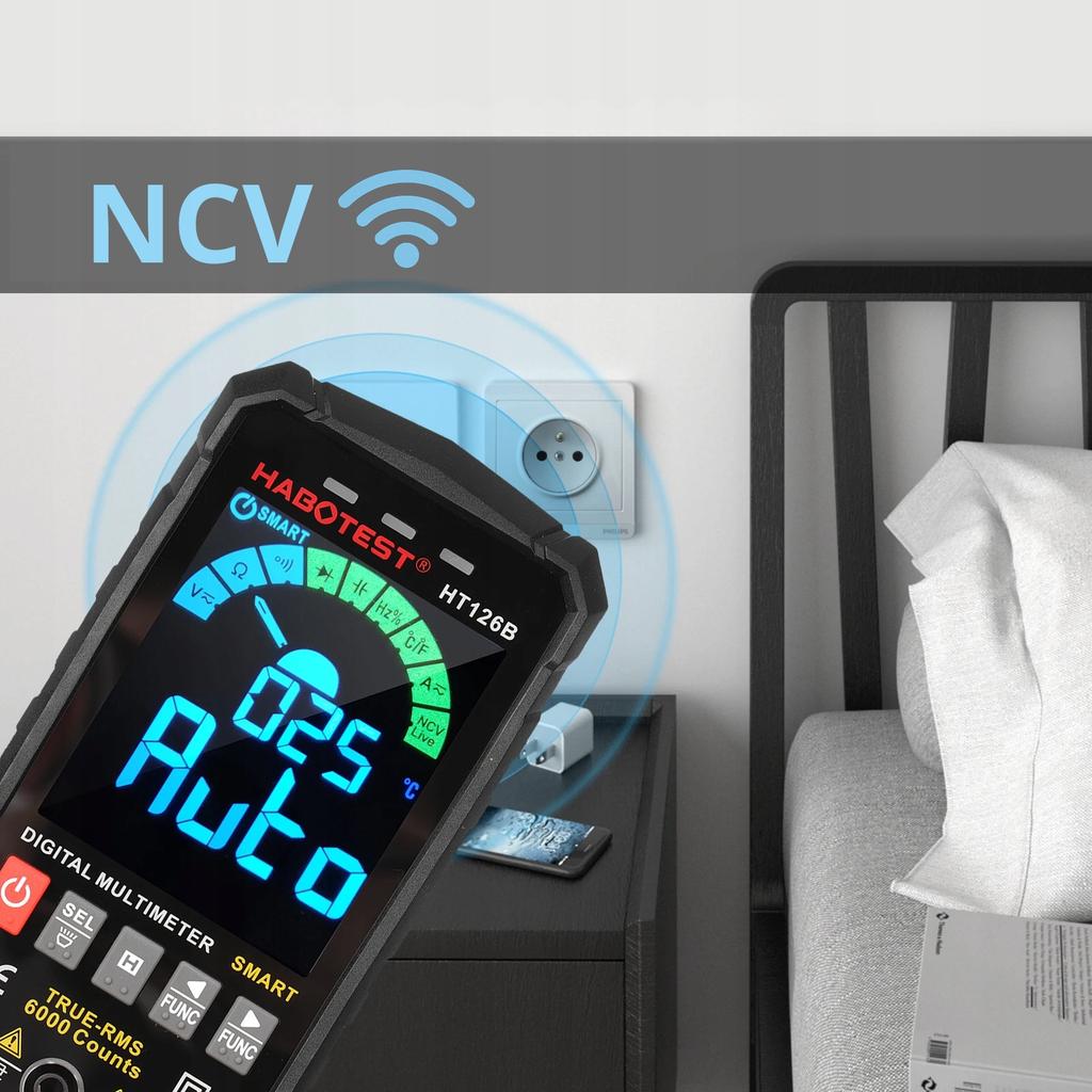 Cyfrowy Multimetr Uniwersalny Ncv Rms Live Test Termopara Temp. Latarka Led