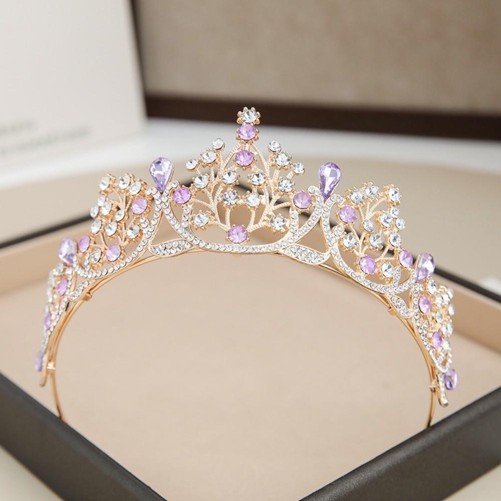 Metal Baroque Crown Gold Rhinestone Crown Vintage Princess Tiara  Wedding