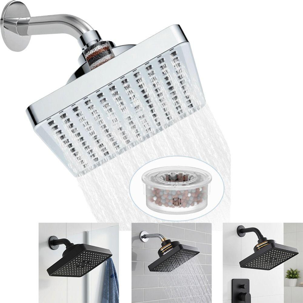 Portable Rainfall Shower Head Square Design Waterfall Shower Head Filter Shower Head  Easy To Clean