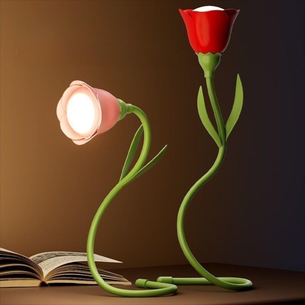 Mit Helligkeitsspeicher Schreibtischlampe Biegsame Blume LED Tischlampe Tragbare Rose LED Lampe Nachttisch