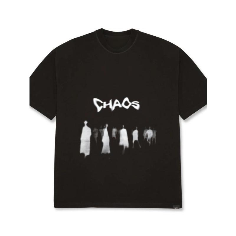 

Футболка оверсайз черная с графическим принтом «Хаос» и силуэтами, повседневная уличная одежда для мужчин XXXXL чёрный