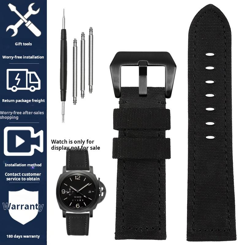 Voor Panerai PAM111 441 137 386 heren Horlogeband Nylon Canvas nylon Koeienhuid Horlogeband 20 22 24mm Roestvrijstalen Gesp Accessoires