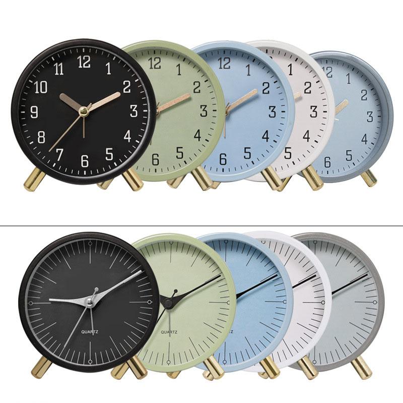 European-Style Alarm Clock New Quartz Minimalist Silent Children's Clock Living Room Desktop Round Creative Student Analog Table Clock