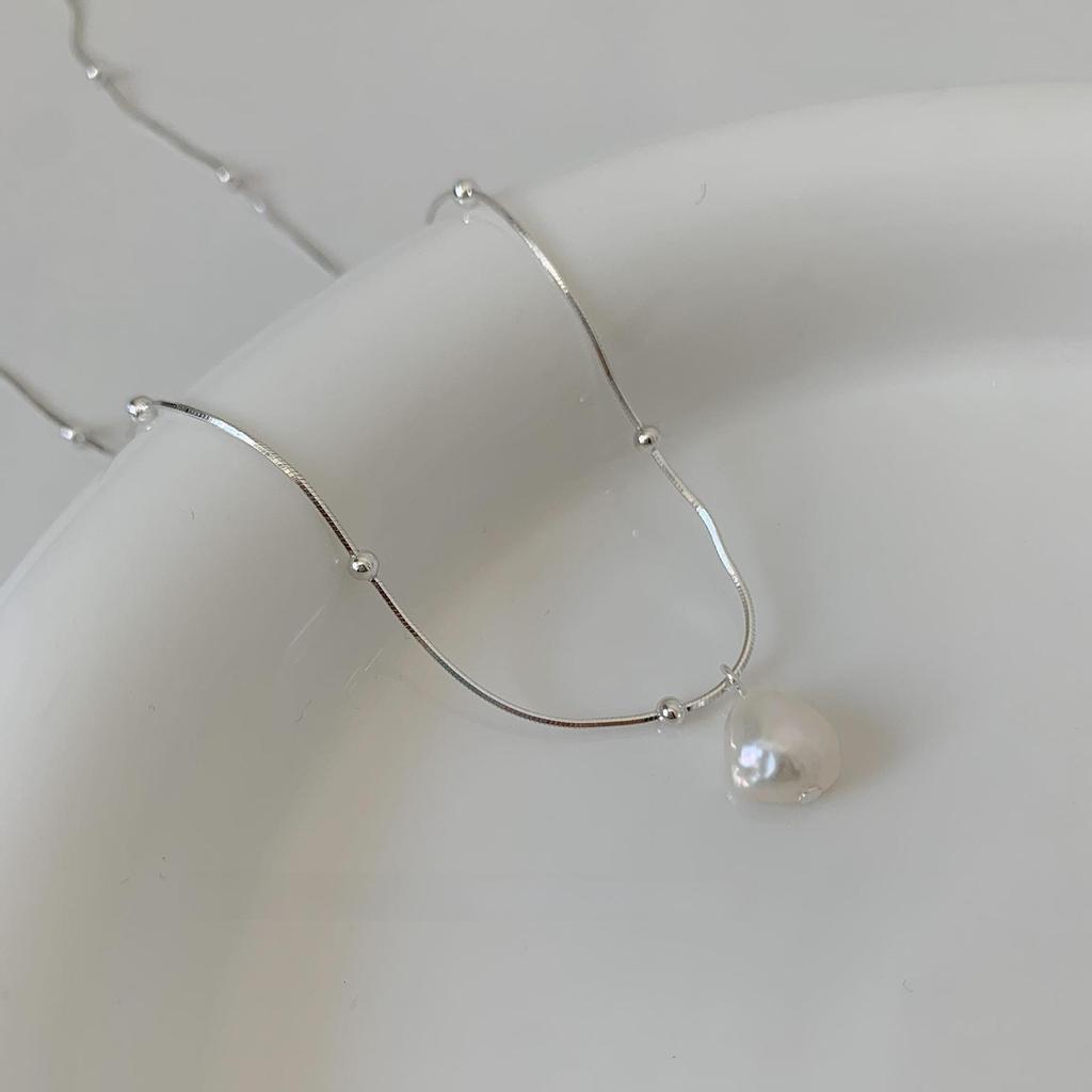 Colier claviculă din argint S925 cu perle coreene de apă dulce