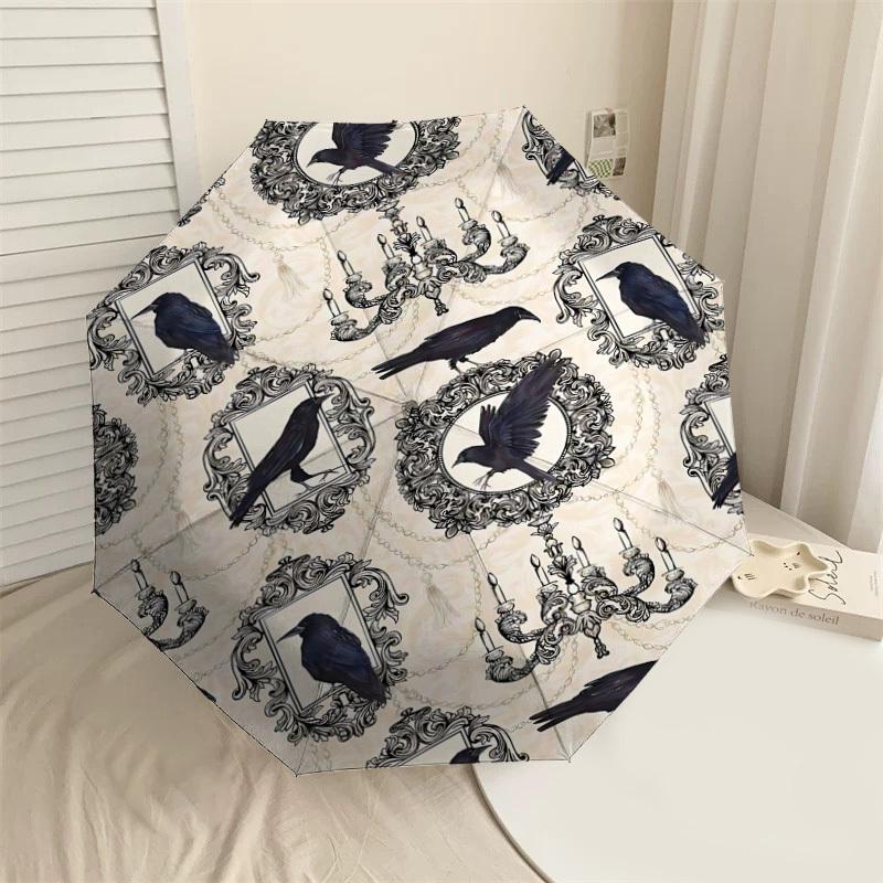 

1pc Crows Chandeliers Automatic Open/Close Umbrella with Windproof, 8-Rib Sturdy Canopy, Durable Ribs, Fashionable Design1164A