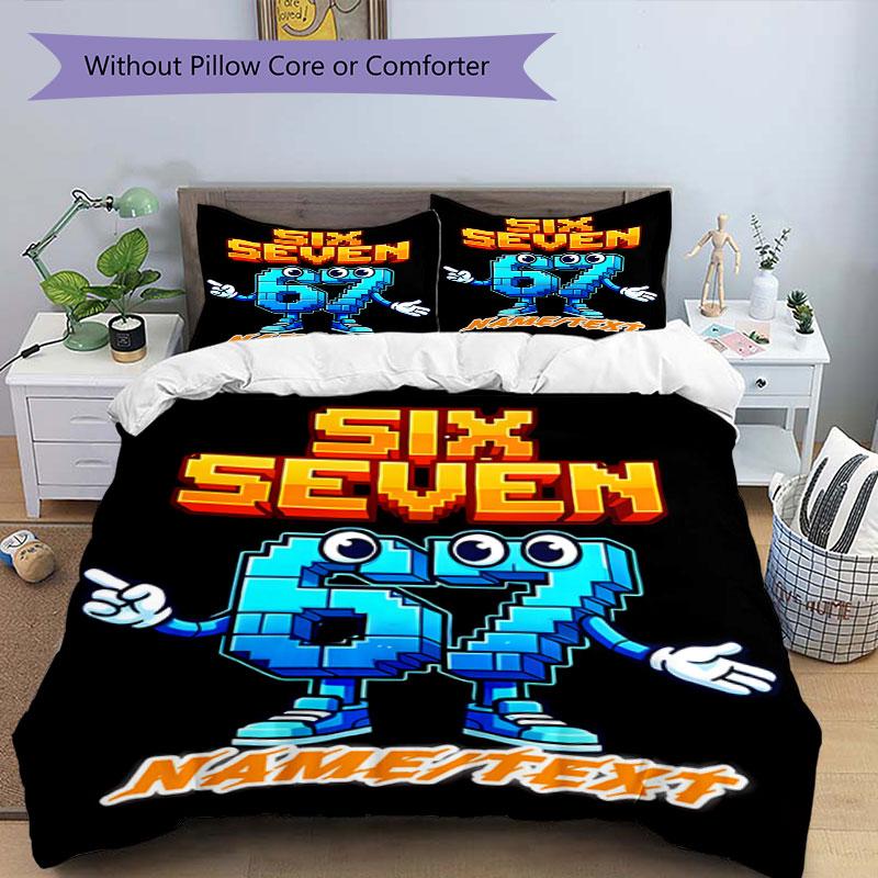 3PC Custom Name "Six Seven Pixel Fun" Bedding Set Printed Bedding Set Duvet Cover Closure Includes 1 Duvet Cover & 159 Pillowcases for Bedroom