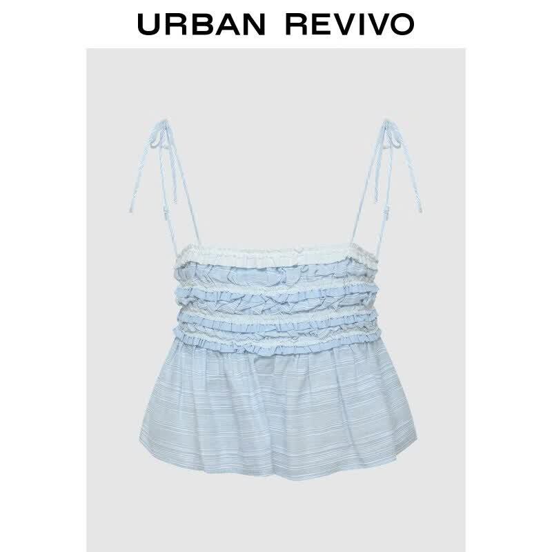 UR2026 Women s Striped Ruffle Camisole S
