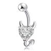 Women's Devil Heart Belly Ring, Minimalist Trendy Stainless Steel Navel Ring, Stylish Body Piercing Jewelry