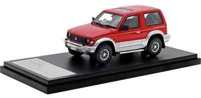 Hi Story Mitsubishi Pajero METALTOP WIDE Venus Silver Finished Model 1/43 XR-II (1991) Red/Grace