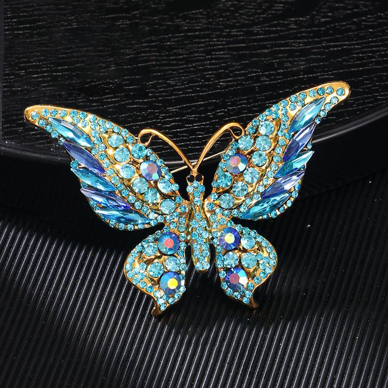 Fashion Full Zircon Butterfly Brooch For Women Luxurious Animal Corsage Pins Wedding Party Clothing Accessories Jewelry Gifts