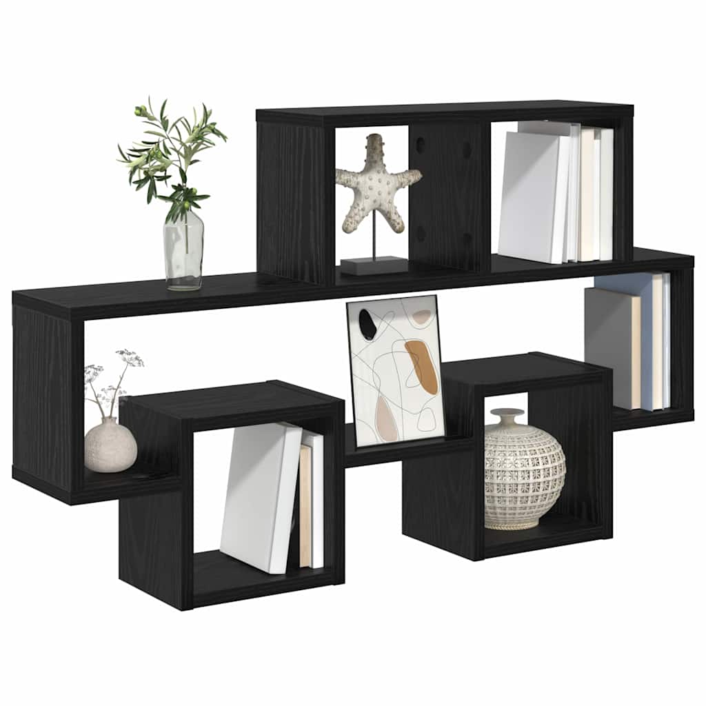 Wall Shelf Black Oak Look 82 x 15 x 51 cm Engineered Wood