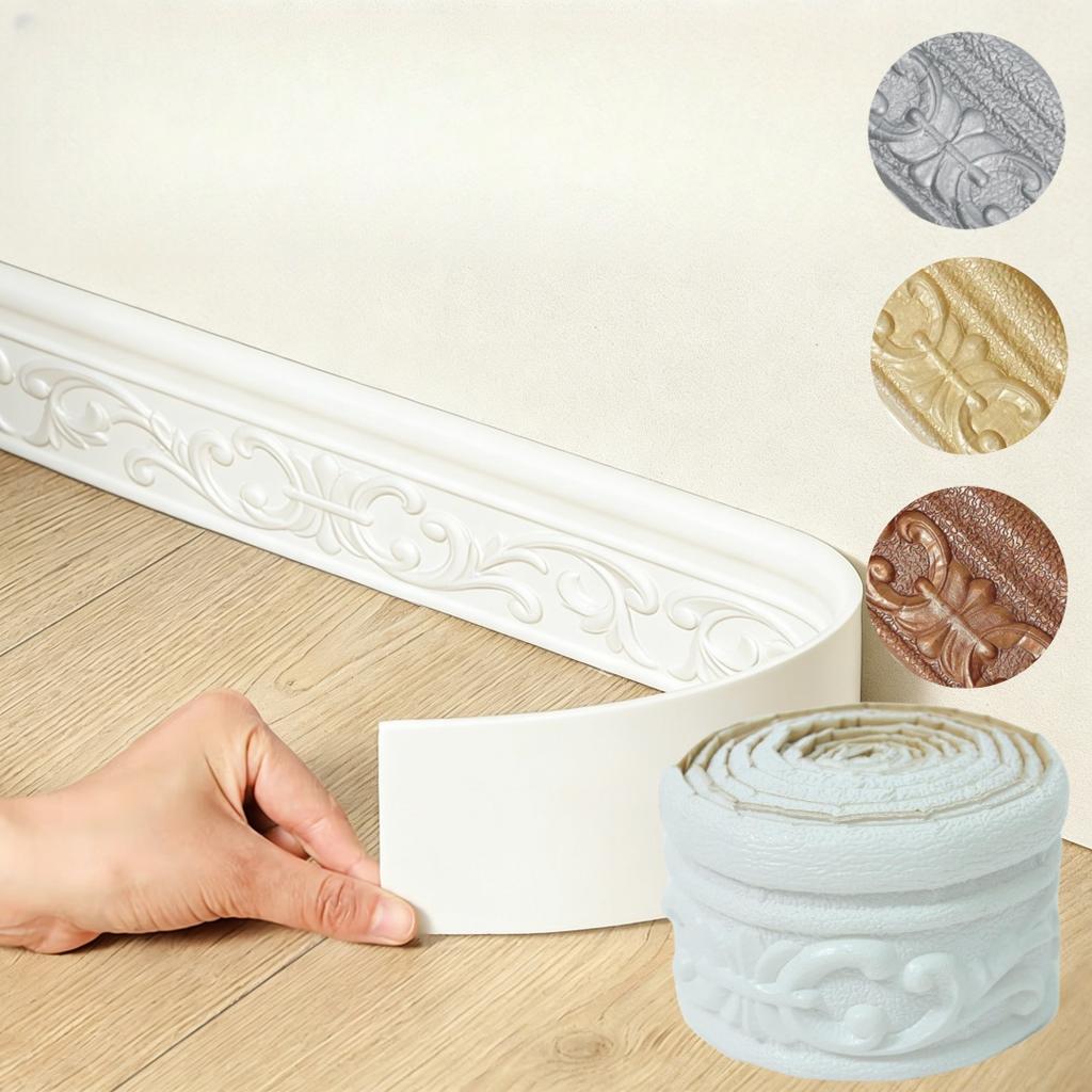 1pc Self Adhesive Flexible Foam Molding Trim,Wallpaper Border 3D Sticky Decorative Wall Lines,Peel and Stick Wall Baseboard Trim