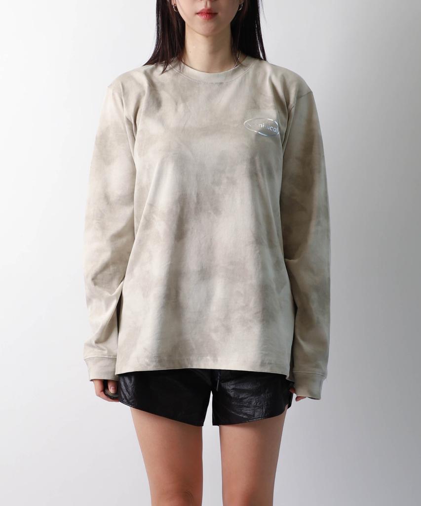 NOMINICAL Flowlight Tie-Dye Logo Print Long Sleeve T-Shirt (Brown)