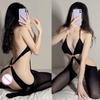 New Black Striped Body Stocking Women Sexy Lingerie Crotchless Fishnet Bodysuit Fancy Underwear Erotic Pajama Porn Sex Costume