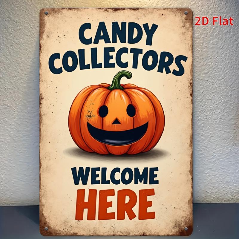 

Halloween Metal Wall Art Halloween Metal Wall Art Candy Collectors Welcome Sign Rustic Vintage Decor with Smiling Pumpki 20x30cm（7.8x11.8inch）