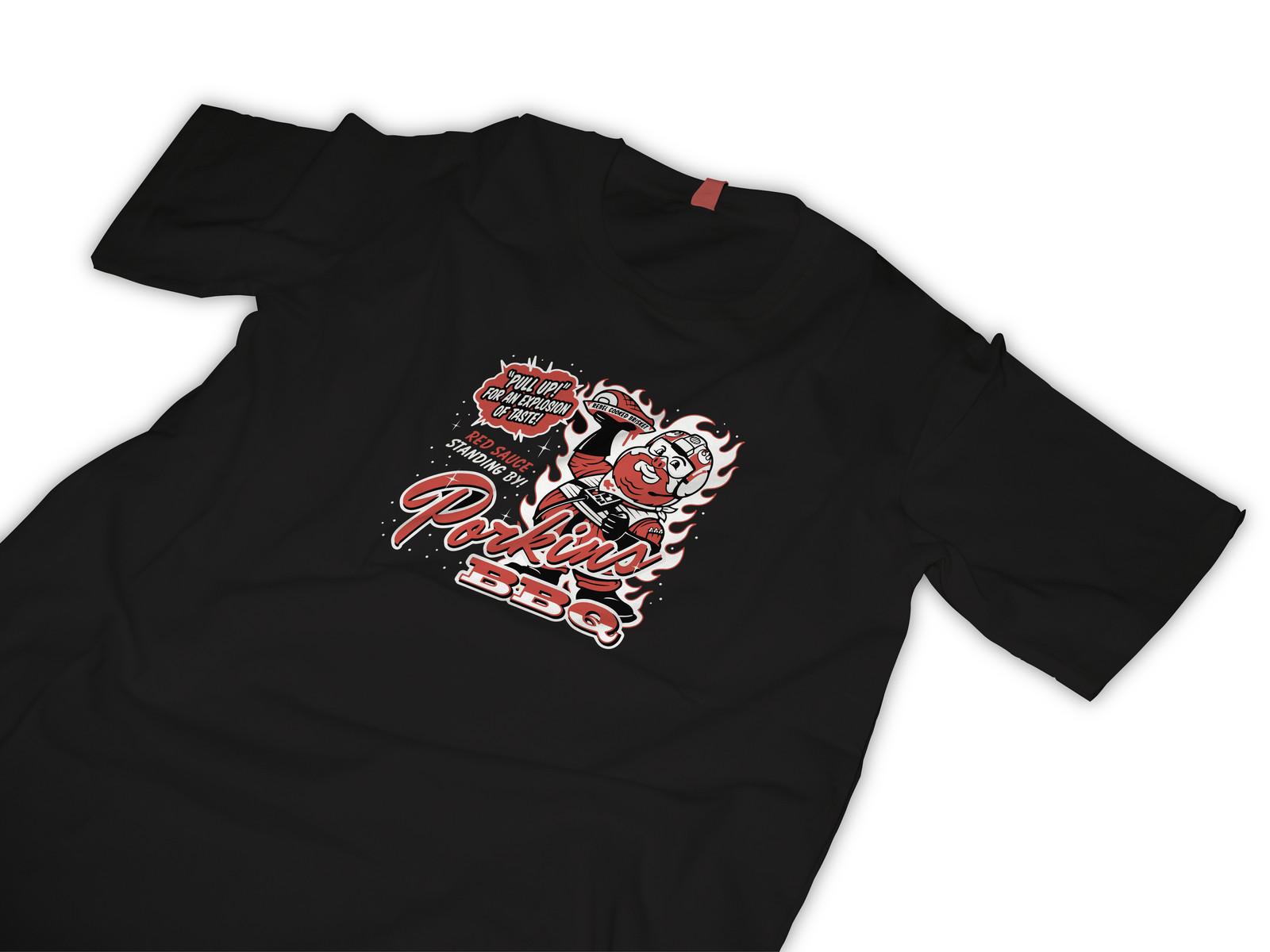Star Wars tshirt Porkins BBQ red squad standing by luke skywalker S разноцветный