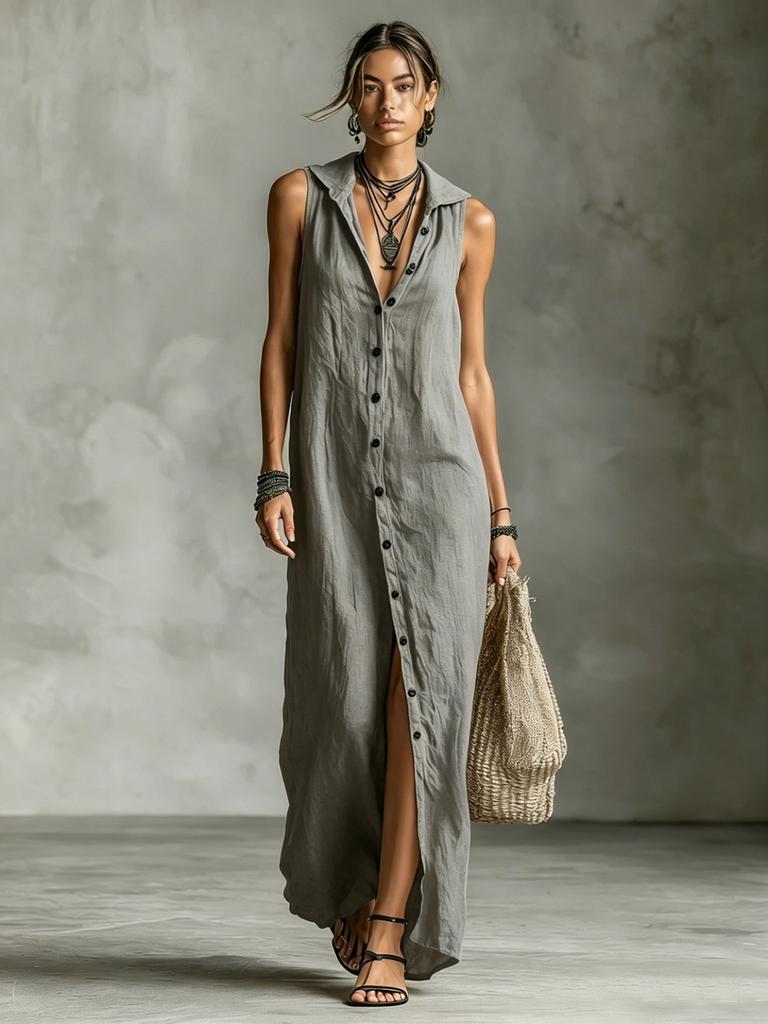 Summer New Ruffles Dress Sleeveless Hooded Long Dress Women's Clothing